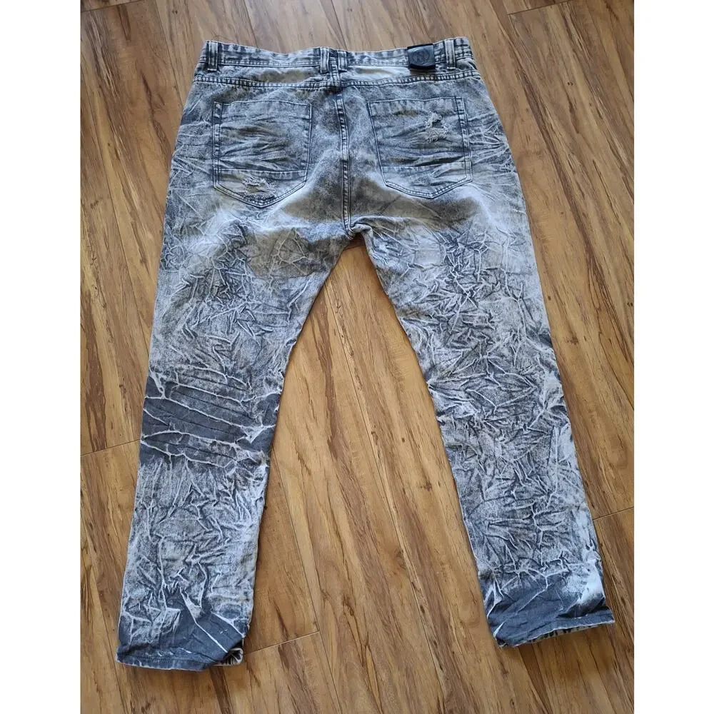 Switch Premium Denim Jeans Mens 40x32 Gray Acid Wash Distressed Ripped Y2K